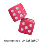 Casino dice 3D icon, board game pieces isolated poker cubes. Vector casino hotel service, gambling games in restaurant. Dice isolated 3d objects