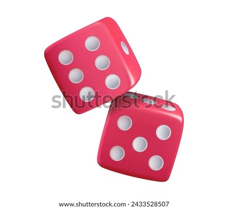 Casino dice 3D icon, board game pieces isolated poker cubes. Vector casino hotel service, gambling games in restaurant. Dice isolated 3d objects