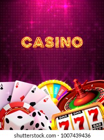 Casino dice banner signboard on background. Vector illustration