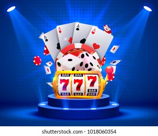 Casino dice banner signboard on background. Vector illustration