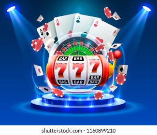 Casino dice banner signboard on background. Vector illustration