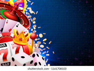 Casino dice banner signboard on background. Vector illustration