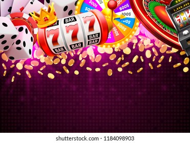 Casino dice banner signboard on background. Vector illustration