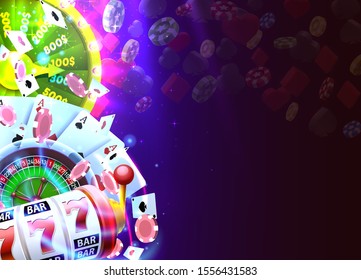 Casino dice banner signboard on background. Vector illustration