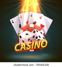 Casino dice banner signboard on background. Vector illustration