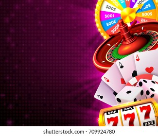 Casino dice banner signboard on background. Vector illustration