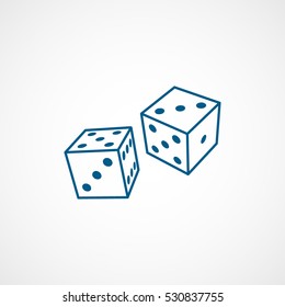 Casino Dice Blue Line Icon On White Background