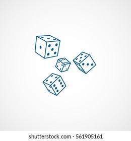 Casino Dice Blue Line Icon On White Background