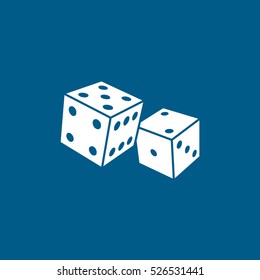 Casino Dice Flat Icon On Blue Background