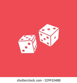 Casino Dice Flat Icon On Red Background