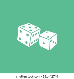 Casino Dice Flat Icon On Green Background