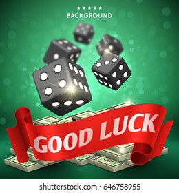 Casino dice gambling vector background. Good luck concept