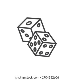 Casino dice game line icon. linear style sign for mobile concept and web design. Dice cube outline vector icon. Symbol, logo illustration. Vector graphics