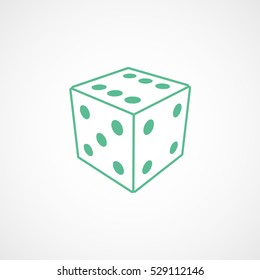 Casino Dice Green Line Icon On White Background