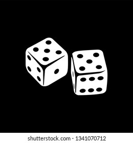 Casino Dice Icon On Black Background. Black Flat Style Vector Illustration.