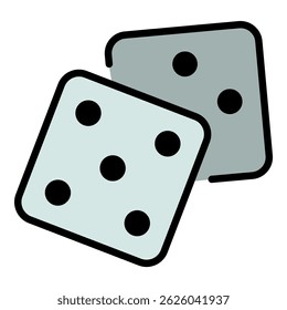Casino dice icon. Outline casino dice vector icon color flat isolated