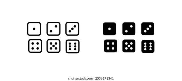 Iconos de dados de casino. Conjunto de dados rojos rodantes de Vector aislado sobre fondo blanco. Piezas de juego de Tablero 3d. Cubos de póker rojos