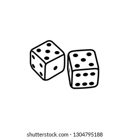 Casino Dice Line Icon In Flat Style Vector Icon For Apps, UI, Websites. Black Icon Vector Illustration.