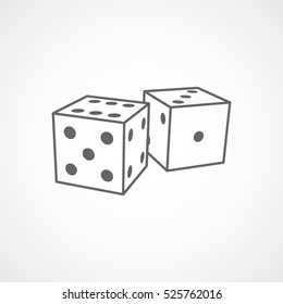 Casino Dice Line Icon On White Background