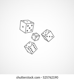 Casino Dice Line Icon On White Background