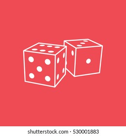Casino Dice Line Icon On Red Background