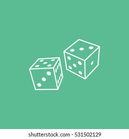 Casino Dice Line Icon On Green Background