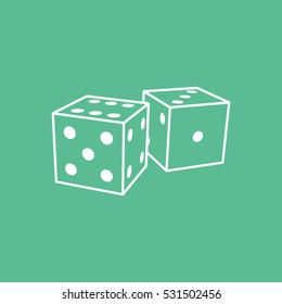 Casino Dice Line Icon On Green Background