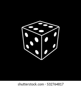 Casino Dice Line Icon On Black Background