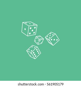 Casino Dice Line Icon On Green Background