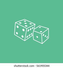 Casino Dice Line Icon On Green Background