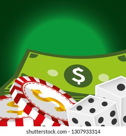 casino dice with money icons
