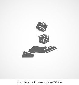 Casino Dice On Hand Flat Icon On White Background