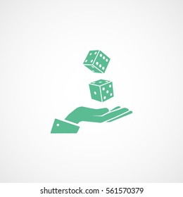 Casino Dice On Hand Green Flat Icon On White Background