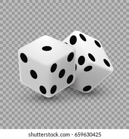 Casino dice on a transparent background, design element template. Vector illustration