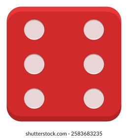 Casino dice red flat icon isolated on white background.