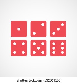 Casino Dice Red Flat Icon On White Background