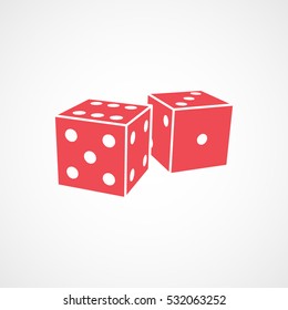 Casino Dice Red Flat Icon On White Background