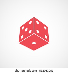 Casino Dice Red Flat Icon On White Background