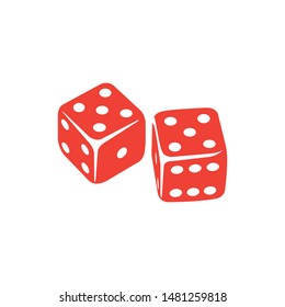 Casino Dice Red Icon On White Background. Red Flat Style Vector Illustration.