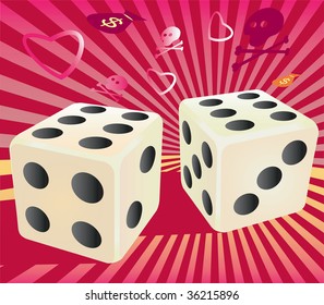 Casino dice twelve combination. Vector illustration.