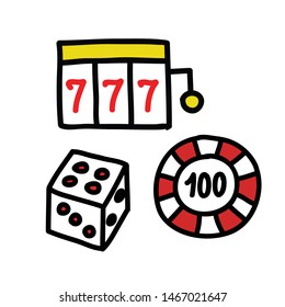 casino doodle icons, vector illustration