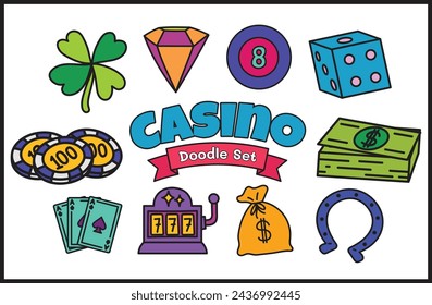 Casino Doodle Illustration Vector Set