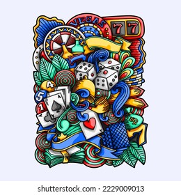 Casino Doodle Vector Element Design Template Illustration