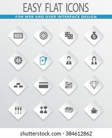 Casino easy flat web icons for user interface design