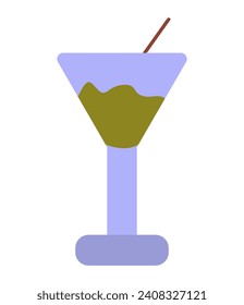 Casino element of colorful set. This captivating illustration features a casino-themed design, with a tempting alcohol cocktail as the centerpiece. Vector illustration.