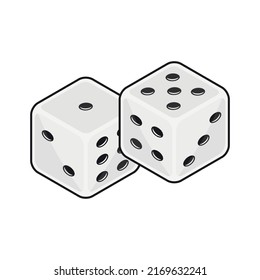 Elemento de casino jugando a un par de dados sobre fondo blanco - Ilustración vectorial