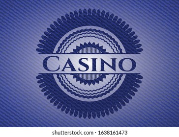 Casino emblem with jean high quality background. Vector Illustration. Detailed.