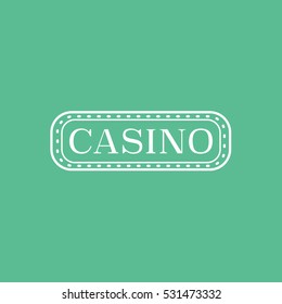 Casino Emblem Line Icon On Green Background