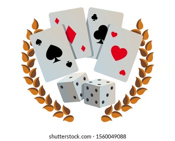 Casino Emblem with Playing Cards and Dices