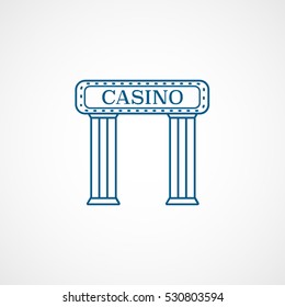 Casino Entrance Blue Line Icon On White Background